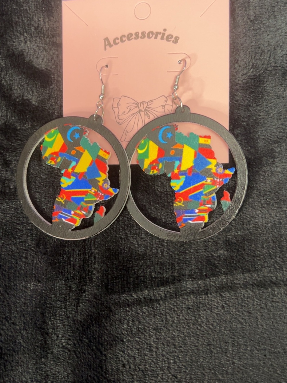 Colorful Africa Map Hoop Earrings